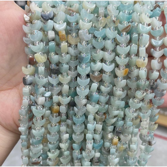 No_1626_Natural Amazonite Center Drilled (short) Crescent Bead_8mm_(Sold Per Strand)