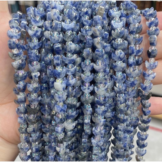 No_1628_Natural Blue Dalmation Jasper Center Drilled (short) Crescent Bead_8mm_(Sold Per Strand)