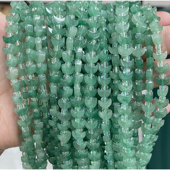 No_1631_Natural Green Aventurine Center Drilled (short) Crescent Bead_8mm_(Sold Per Strand)