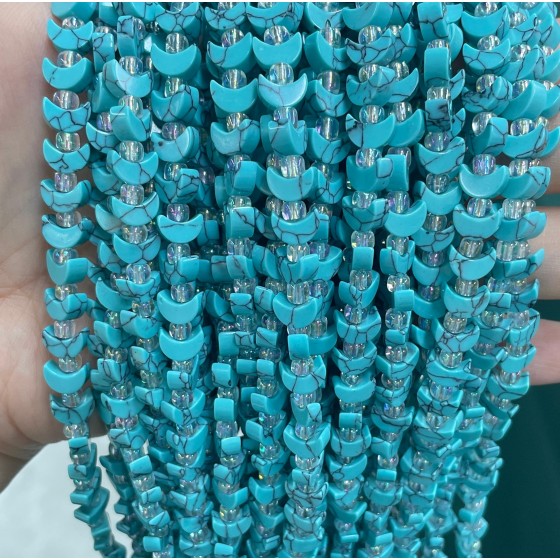 No_1637_Synthetic Blue Turquoise Center Drilled (short) Crescent Bead_8mm_(Sold Per Strand)