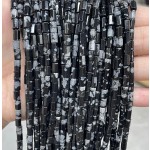 No_1642_Natural Snowflake Stone Hexagonal Cylinder_4*6mm_(Sold Per Strand)