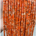 No_1645_Synthetic Orange Imperial Jasper Hexagonal Cylinder_4*6mm_(Sold Per Strand)