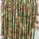 No_1649_Natural Unakite Hexagonal Cylinder_4*6mm_(Sold Per Strand)