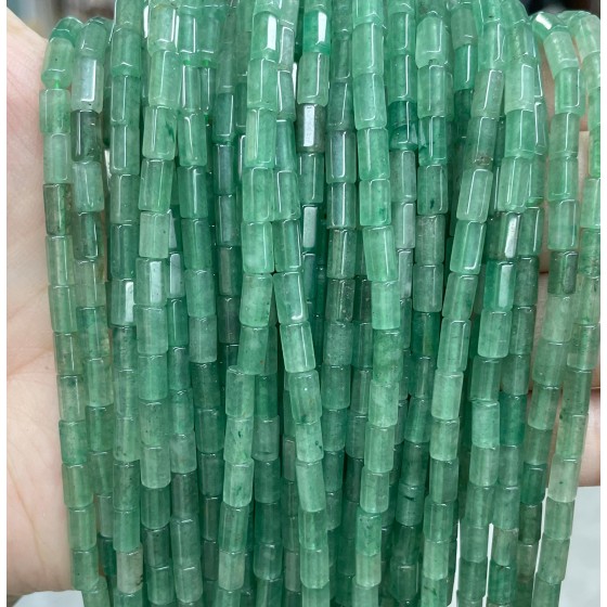 No_1650_Natural Green Aventurine Hexagonal Cylinder_4*6mm_(Sold Per Strand)