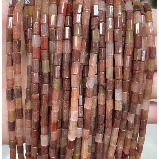 No_1655_Natural Purple Aventurine Stone Hexagonal Cylinder_4*6mm_(Sold Per Strand)