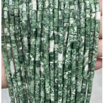 No_1657_Natural Green Dot Stone Hexagonal Cylinder_4*6mm_(Sold Per Strand)