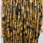 No_1660_Natural Yellow Tiger Eye Stone Hexagonal Cylinder_4*6mm_(Sold Per Strand)