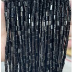 No_1664_Natural Black Agate Hexagonal Cylinder_4*6mm_(Sold Per Strand)