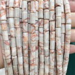 No_1675_Natural Red Network Jasper Hexagon Cylinder_6*10-12mm_(Sold Per Strand)