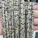 No_1676_Natural Dalmation Jasper Hexagon Cylinder_6*10-12mm_(Sold Per Strand)