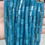 No_1679_Enhanced Ink Blue Chalcedony Hexagon Cylinder_6*10-12mm_(Sold Per Strand)