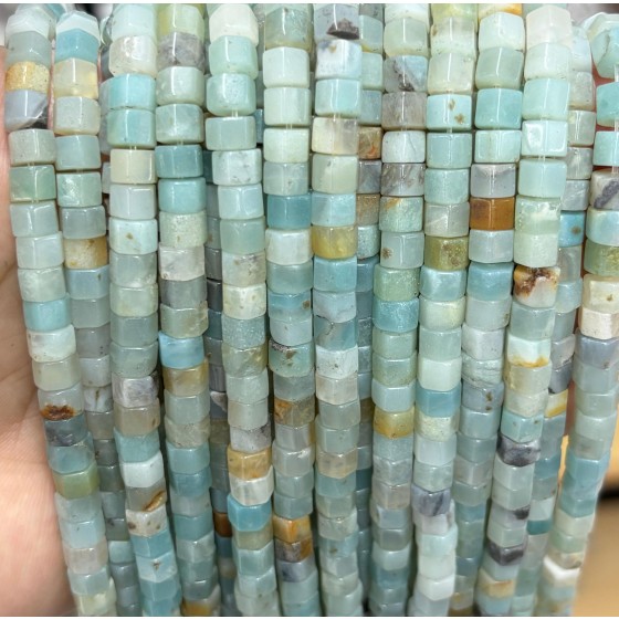 No_1683_Natural Amazonite Hexagon Bead_6*4mm_(Sold Per Strand)