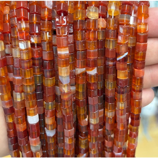 No_1685_Natural Red Agate Hexagon Bead_6*4mm_(Sold Per Strand)