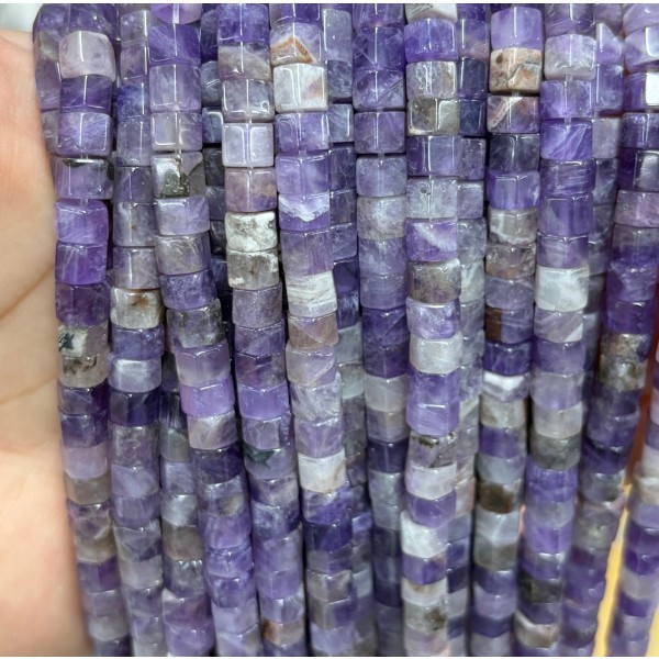 No_1688_Natural Amethyst Hexagon Bead_6*4mm_(Sold Per Strand)