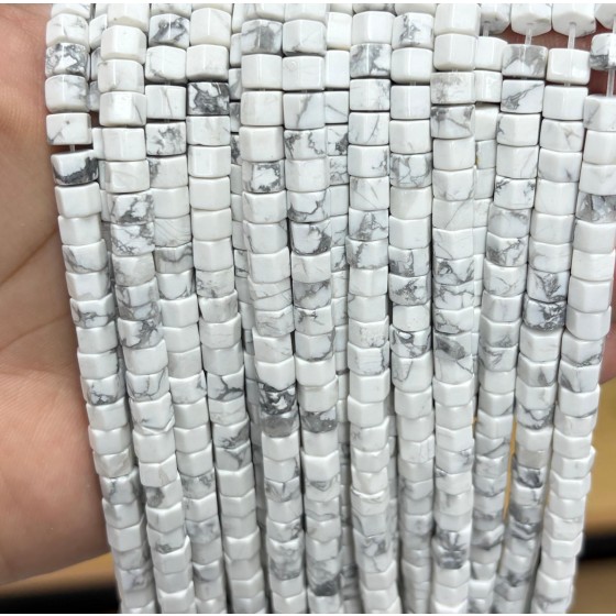 No_1691_Natural White Turquoise Hexagon Bead_6*4mm_(Sold Per Strand)