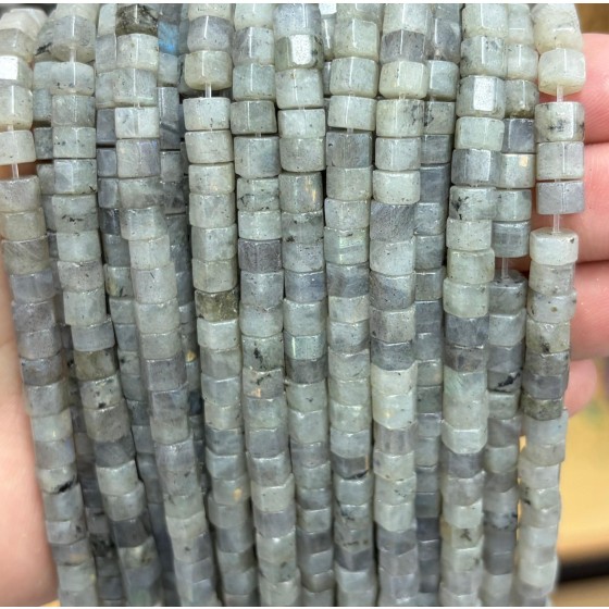 No_1692_Natural White Labradorite Hexagonal Spacer Bead_6*4mm_(Sold Per Strand)