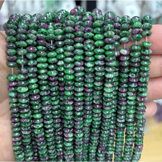 No_1696_Enhanced Red Green Stone Flying Saucer Bead_6*3mm_(Sold Per Strand)