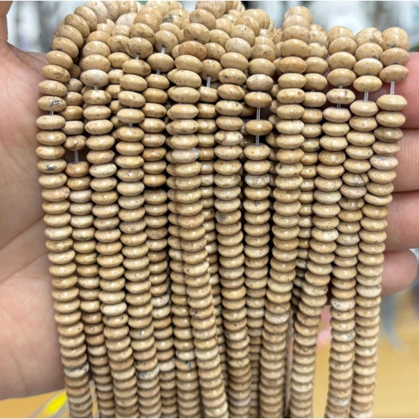 No_1709_Natural Yellow Sand Stone Saucer Beads_6*3mm_(Sold Per Strand)