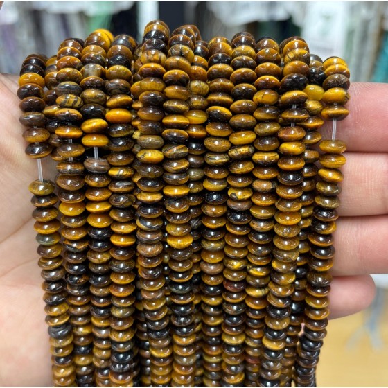 No_1715_Natural Yellow Tiger Eye Stone Flying Saucer Beads_6*3mm_(Sold Per Strand)