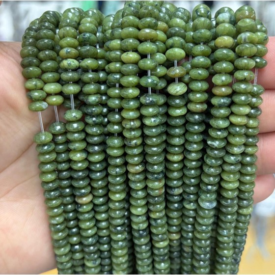 No_1718_Natural Dark South Jade Flying Saucer Beads_6*3mm_(Sold Per Strand)