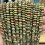 No_1725_Natural Variegated Green Stone Flying Saucer Bead_6*3mm_(Sold Per Strand)