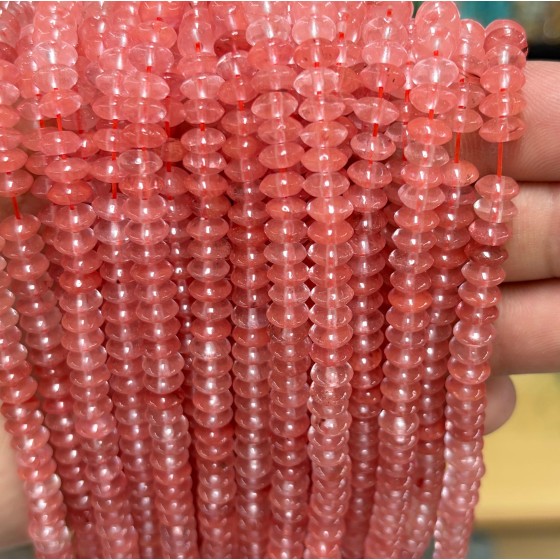 No_1728_Synthetic Watermelon Red Crystal Flying Saucer Bead_6*3mm_(Sold Per Strand)