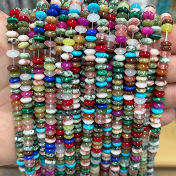 No_1739_Mixed Color Stone Saucer Beads_6*3mm_(Sold Per Strand)