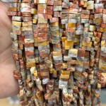 No_1745_Natural Crazy Agate Double Hole Square Bead_8*3mm_(Sold Per Strand)