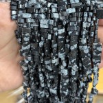 No_1748_Natural Snowflake Stone Double Hole Square Bead_8*3mm_(Sold Per Strand)