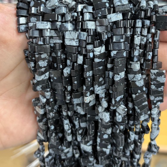 No_1748_Natural Snowflake Stone Double Hole Square Bead_8*3mm_(Sold Per Strand)