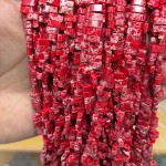 No_1760_Synthetic Red Imperial Jasper Double Hole Square Bead_8*3mm_(Sold Per Strand)
