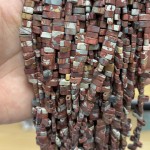 No_1762_Natural Red Jasper Double Hole Square Bead_8*3mm_(Sold Per Strand)