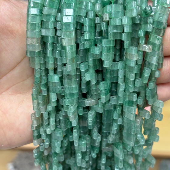 No_1769_Natural Green Aventurine Double Hole Square Bead_8*3mm_(Sold Per Strand)