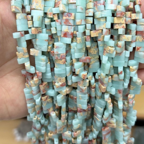 No_1770_Synthetic Shoushan Stone Double Hole Square Bead_8*3mm_(Sold Per Strand)
