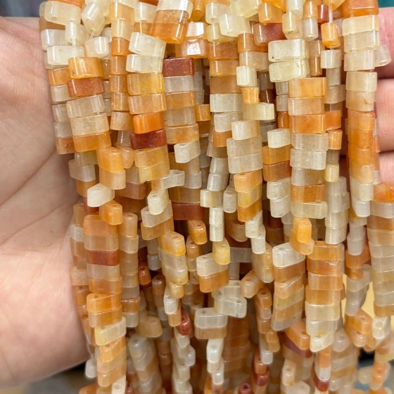 No_1772_Natural Red Aventurine Double Hole Square Bead_8*3mm_(Sold Per Strand)