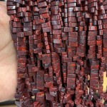 No_1775_Natural Red Poppy Jasper Double Hole Square Bead_8*3mm_(Sold Per Strand)