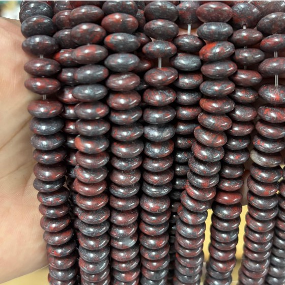 No_1785_Natural Red Poppy Jasper Flying Saucer Bead_10*5mm_(Sold Per Strand)