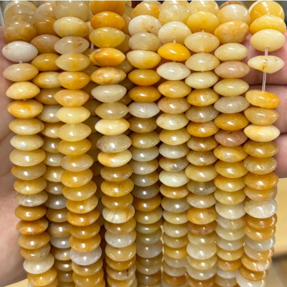 No_1794_Natural Yellow Jade Flying Saucer Bead_10*5mm_(Sold Per Strand)