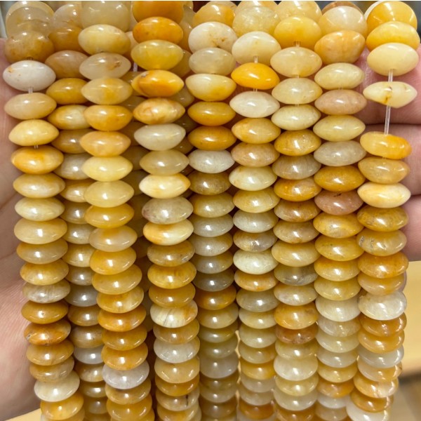 No_1794_Natural Yellow Jade Flying Saucer Bead_10*5mm_(Sold Per Strand)