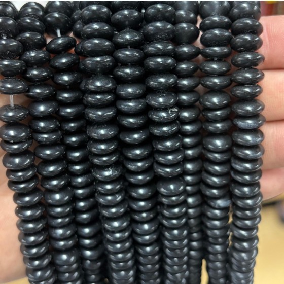 No_1796_Synthetic Black Stone Flying Saucer Bead_10*5mm_(Sold Per Strand)