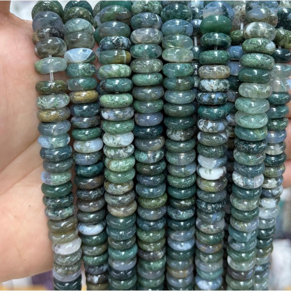 No_1807_Natural Moss Agate Spacer_10*4mm_(Sold Per Strand)