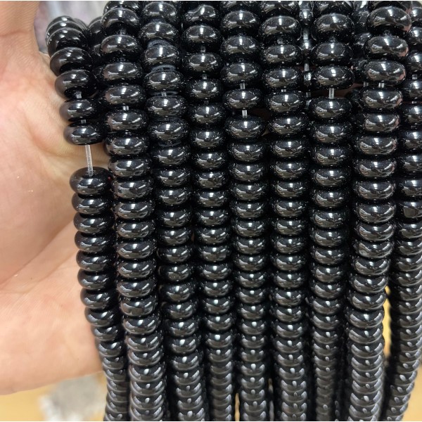 No_1810_Natural Black Agate Spacer_10*4mm_(Sold Per Strand)
