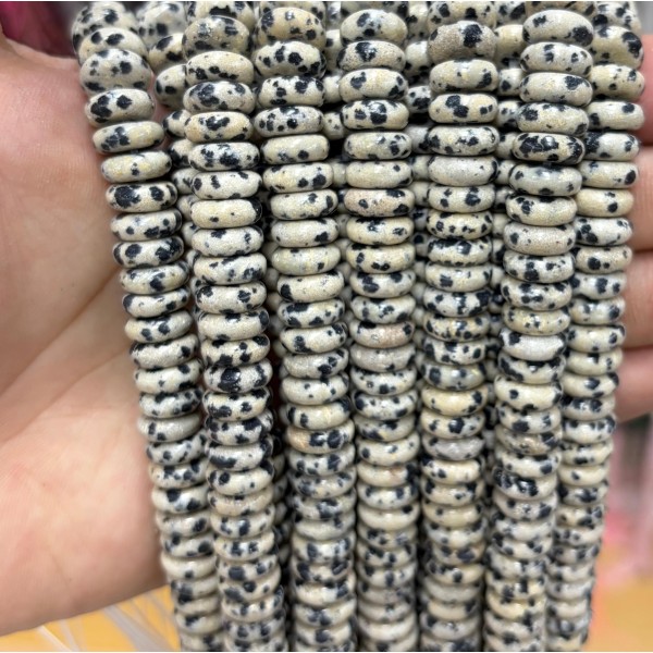 No_1814_Natural Dalmation Jasper Spacer_10*4mm_(Sold Per Strand)
