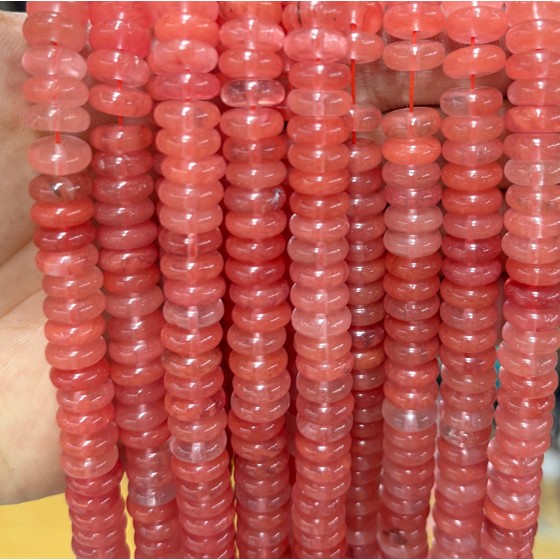 No_1815_Synthetic Watermelon Red Crystal Spacer_10*4mm_(Sold Per Strand)