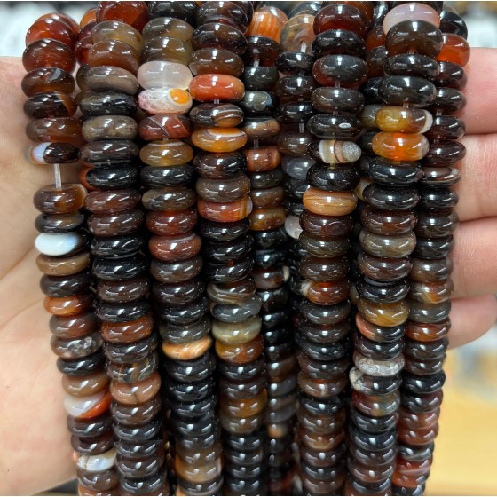 No_1816_Natural Black Striped Agate Spacer_10*4mm_(Sold Per Strand)