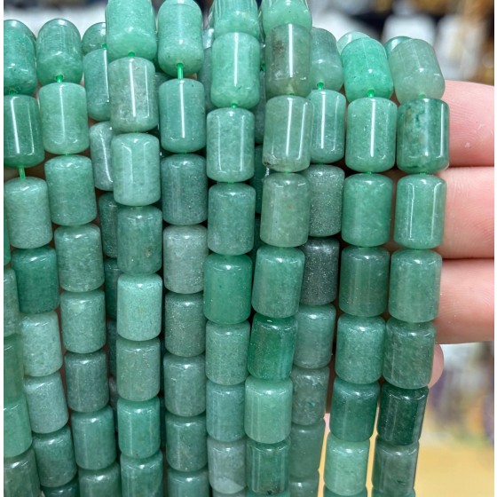 No_1834_Natural Green Aventurine Round Cylinder_8*12mm_(Sold Per Strand)