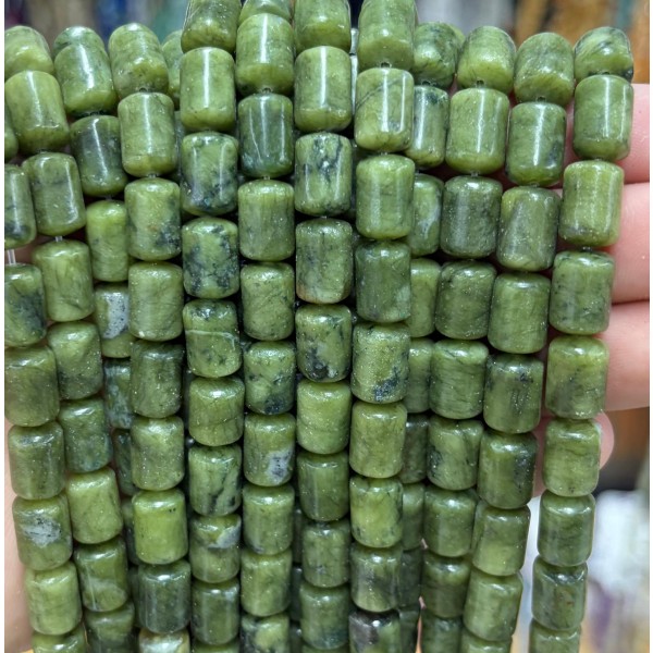 No_1836_Natural Southern Jade Round Cylinder_8*12mm_(Sold Per Strand)