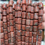 No_1837_Natural Sesame Red Jasper Round Cylinder_8*12mm_(Sold Per Strand)