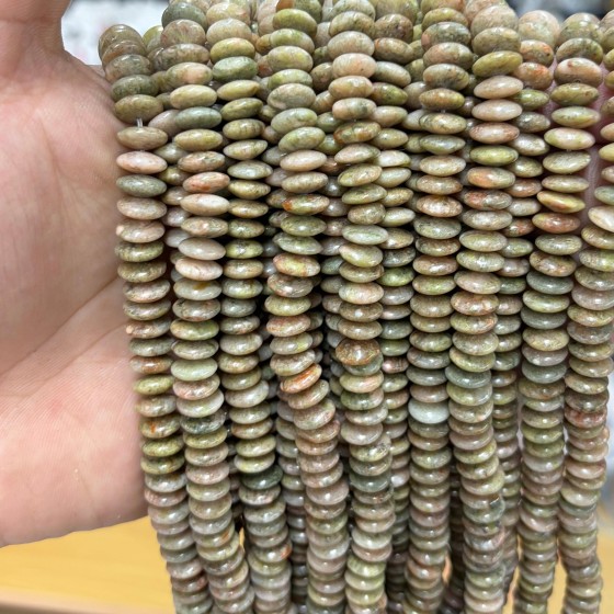 No_1847_Natural Medium Unakite Flying Saucer Bead_8*4mm_(Sold Per Strand)