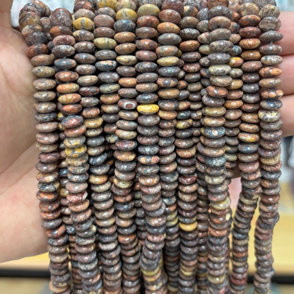 No_1848_Natural Leopard Skin Jasper Flying Saucer Bead_8*4mm_(Sold Per Strand)